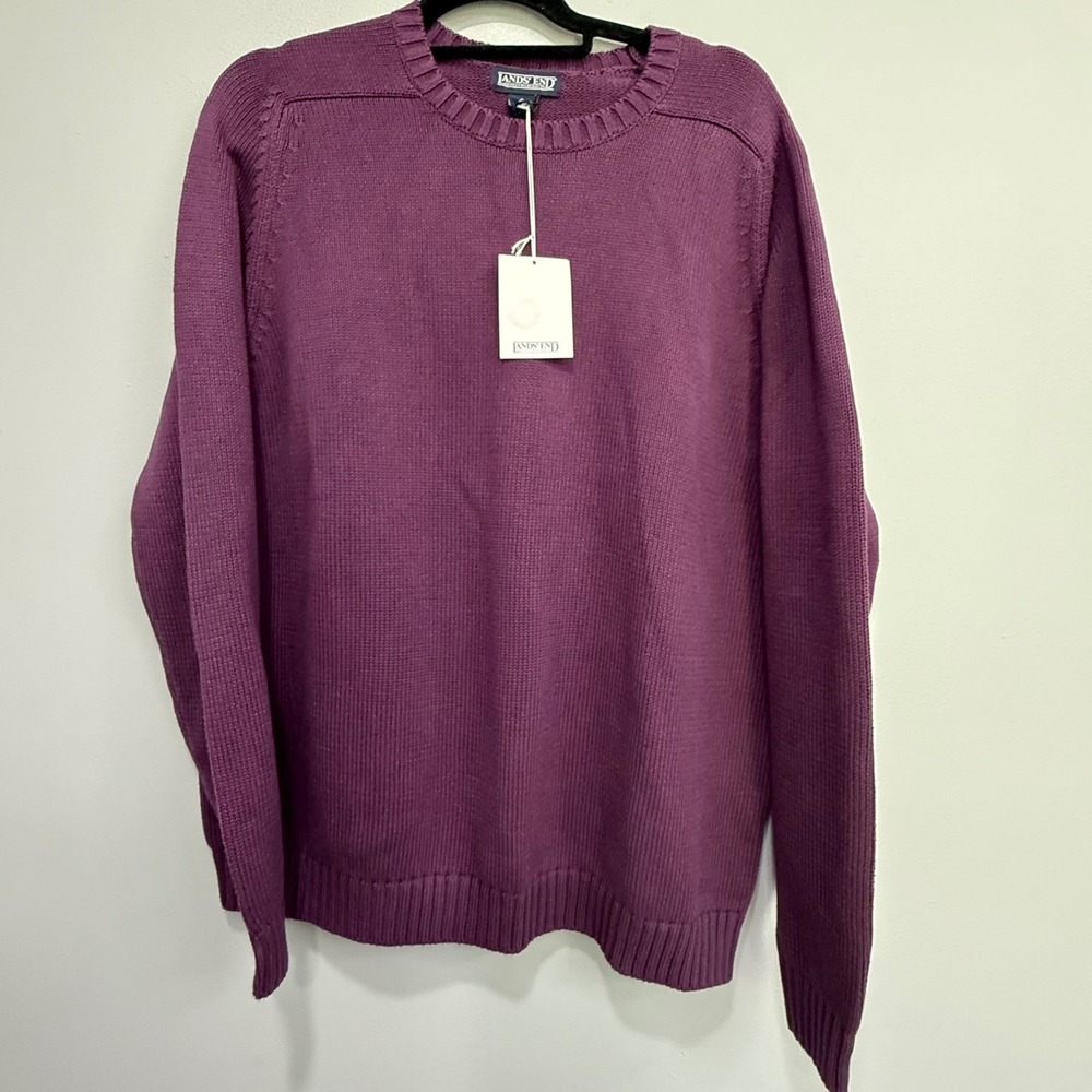 Lands End Womens XL Crew Neck Sweater Purple Knit Long Sleeve 74877 V1581
